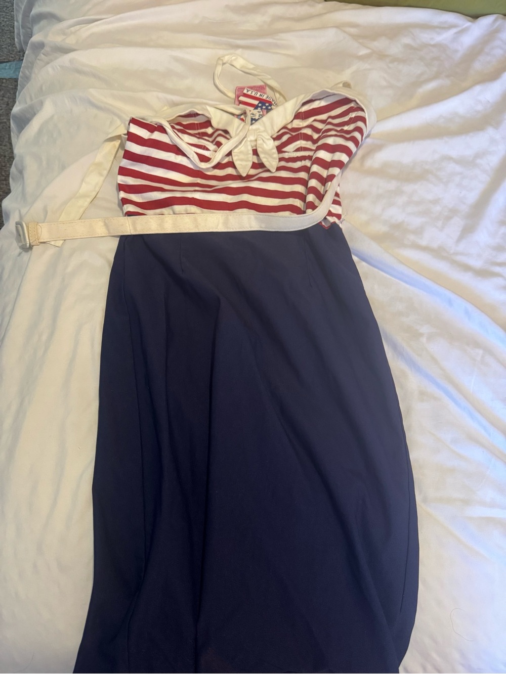 Pinup Couture Red & Navy Striped Halter Pencil Skirt Dress